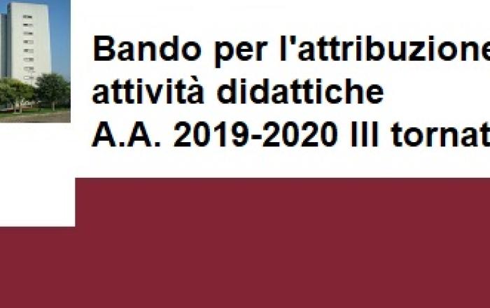 Bando per l'attribuzione di attività didattiche A.A. 2019-2020 III tornata