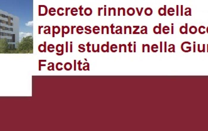 Rinnovo della rappresentanza docenti e studenti nella Giunta di Facoltà